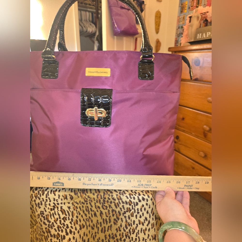 🎉 NWOT Purple / Black Women's Large Tote Bag By Samantha Brown - Picture 10 of 13